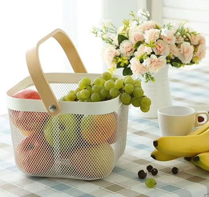 AJIODA Metal Mesh Steel Basket, Storage Organizer Basket Multi-functional - Image 7