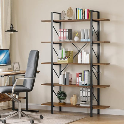 YITAHOME 5 Tier Bookshelf | Large Bookcase Industrial Book Shelf Storage - Image 3