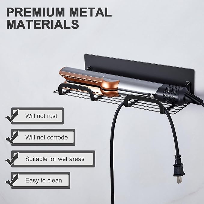 Straighteners Holder Wall Mounted Metal Hair Dryer Holder - Image 4