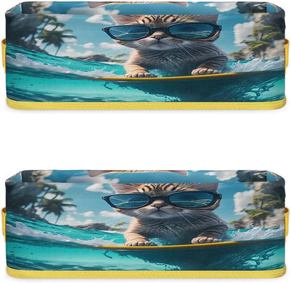 Cat Sunglasses Swim Bathroom Storage Basket, Foldable - Image 8