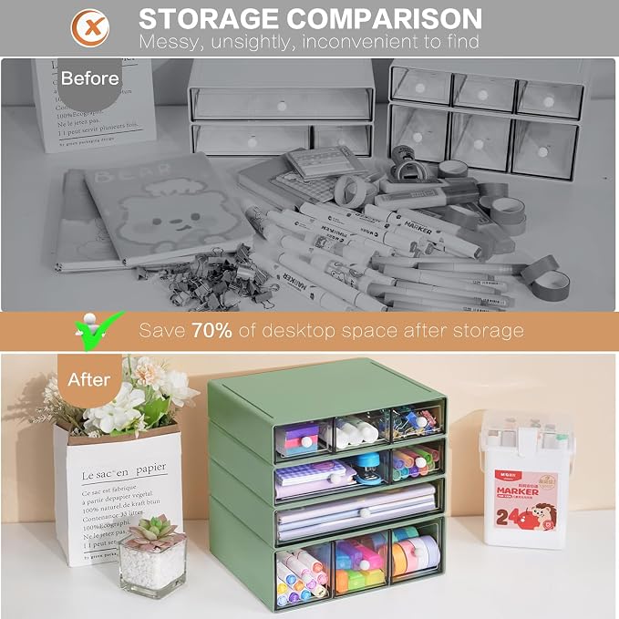 Desk Storage Organizer with 9 Drawers, 4 Tiers Stackable Desktop Craft Storage - Image 6