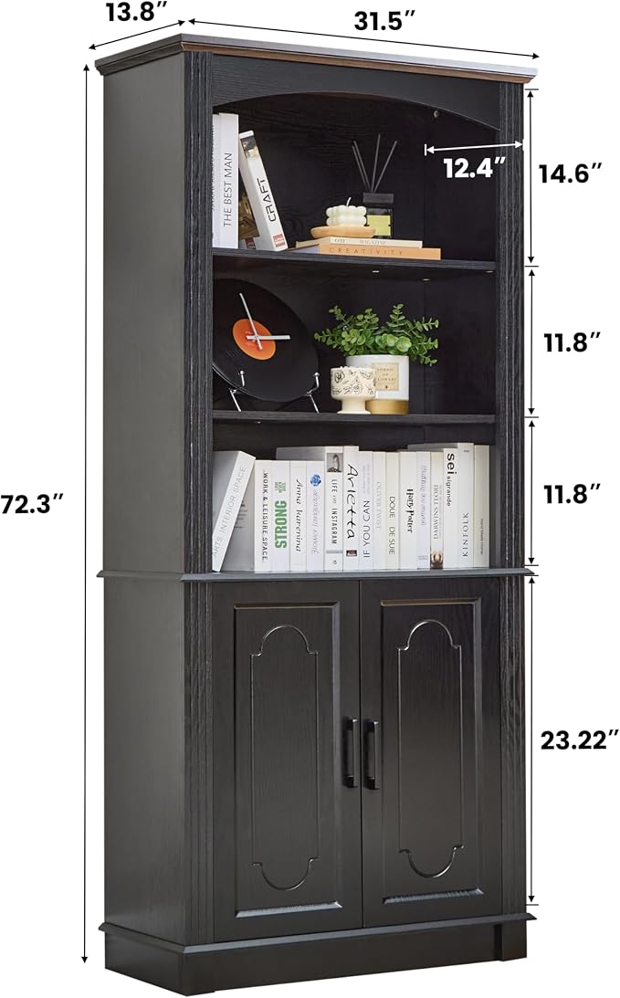 Black 5 Tier Book Shelf and Bookshelf - Image 2