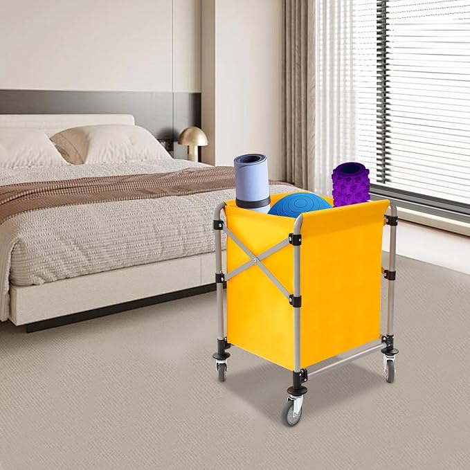 Commercial Laundry Cart with Wheels, Folding Laundry Hamper Cart, Heavy Duty - Image 3
