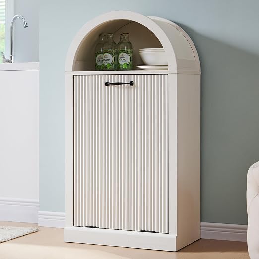 Arched Tilt-Out Trash Can Cabinet, Fluted 10 Gallon Trash Can by IFGETEnrichYourLivingSpace