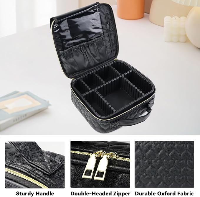 Travel Makeup Bag Makeup Cosmetic Train Case Organizer Portable Storage Bag - Image 4