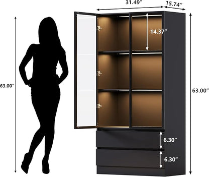 63'' Tall Glass Display Cabinet - Image 2