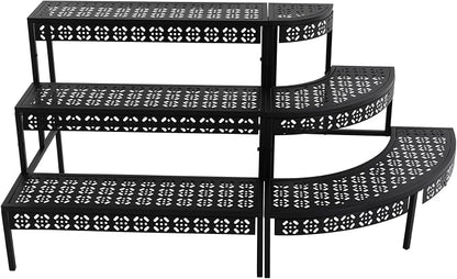 3 Tier Metal Plant Stand, Corner Flower Pot Holder Rack, Stair-Step Style - Image 8