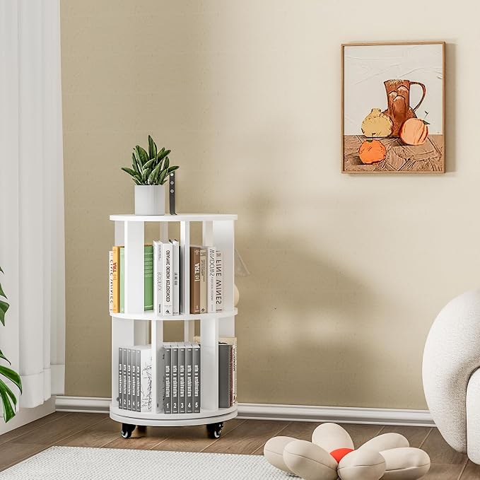 2 Tier Tier Rotating Bookshelf Tower, Spinning Bookshelf by Chyanmoo