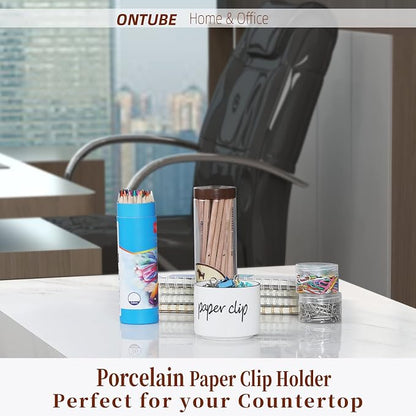 ONTUBE Farmhouse Paper Clip Holders, Ceramic Binder Clip Dispenser Organizer - Image 2