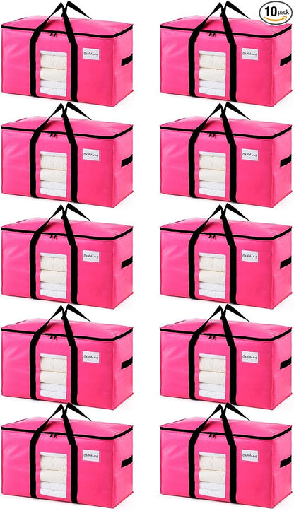 TAILI 10 Pack Pink Extra Large Moving Bags, Heavy Duty Totes by TAILI
