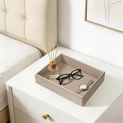 SITHON Valet Tray Desk Organizer, PU Leather Catchall Bedside Vanity Tray - Image 3