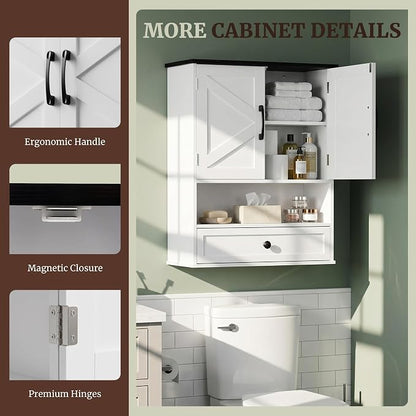 Farmhouse Bathroom Wall Cabinet, Over Toilet Bathroom Organizer - Image 4