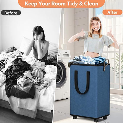 SpaceTrove Laundry Basket with Wheels, Collapsible Laundry Baskets, Laundry - Image 4