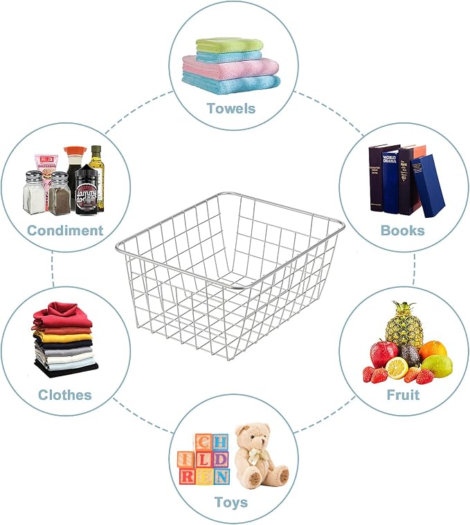 JUNCHU CHERRY Wire Kitchen Storage Basket 4 Packs, Perfect Pantry Organization - Image 2