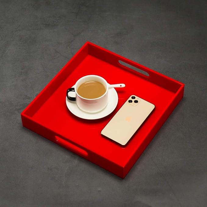 Sturdy Red Acrylic Serving Tray - Image 4