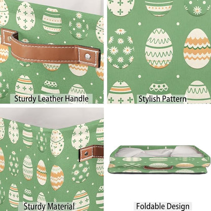 TropicalLife 13x13x13 Inch Large Fabric Storage Cube Easter Sage Green Foldable - Image 5