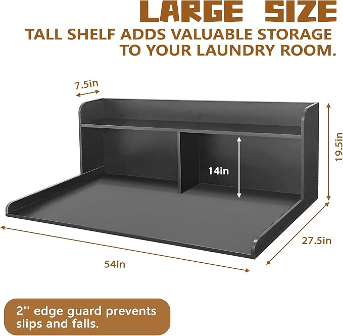 Royxen 2-Tier Washer Dryer Countertop, 19.5"H Wood Washer and Dryer Topper - Image 3