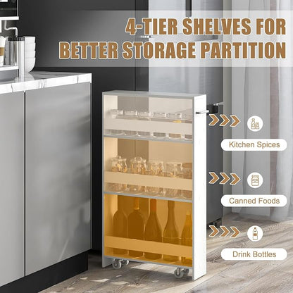 Slim Storage Cart, 4 Tier Narrow Storage Cabinet Between Washer and Dryer - Image 6
