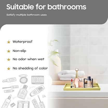 Vanity and Bathroom Tray, 9.8" ABS Countertop Organizer, Waterproof Vanity Tray - Image 2