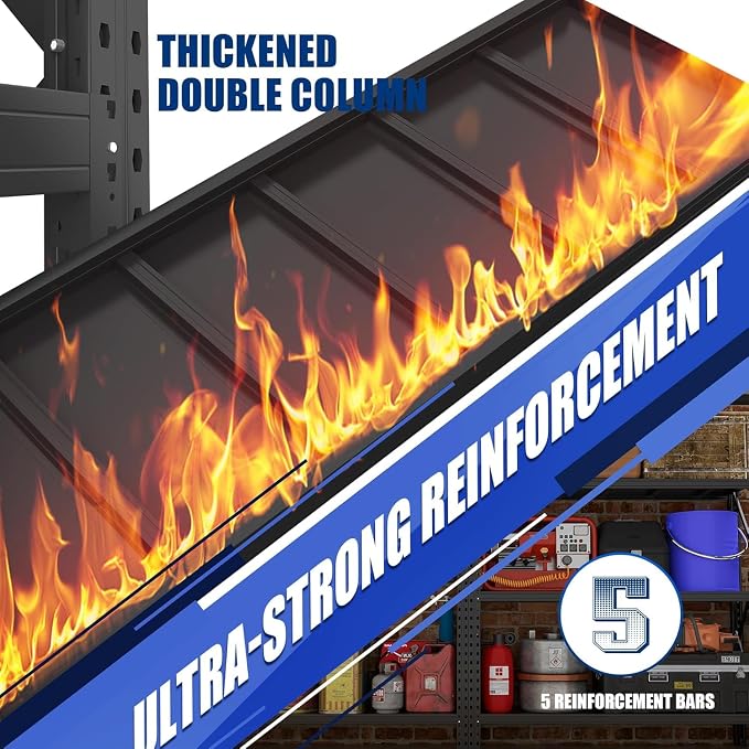 Heavy Duty Garage Shelving Units, 5000LBS Deep Storage Shelves, Adjustable - Image 5
