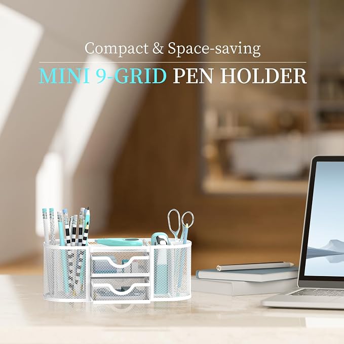 SUPEASY Mesh Desk Organizer, Desk Organizers and Accessories, Pen Holder - Image 2