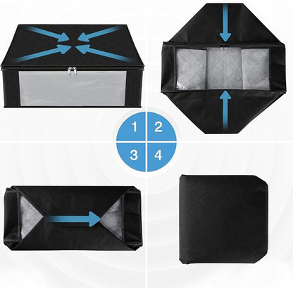 HomeHacks Storage 4-Pack Clothes Organizer Storage Bags Foldable Storage Box - Image 7