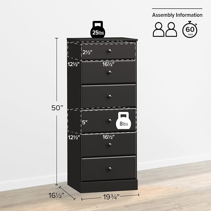 Prepac Astrid Tall Black Dresser - Image 3