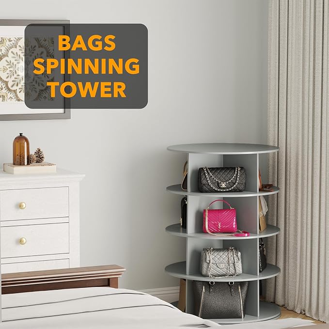 SpaceAid 4 Tier Rotating Shoe Rack Tower, Spinning Shoe Display Lazy Susan - Image 5