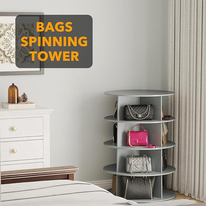 SpaceAid 4 Tier Rotating Shoe Rack Tower, Spinning Shoe Display Lazy Susan - Image 5