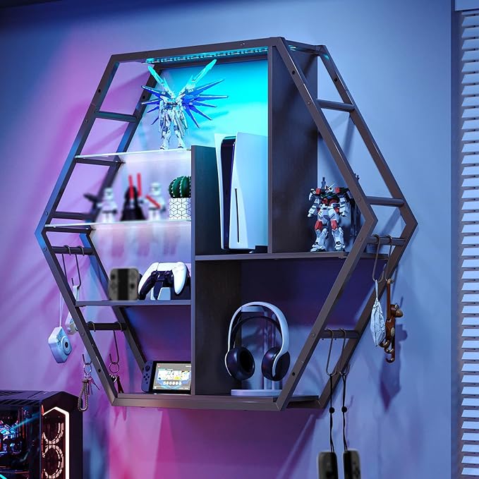 Saudism Floating Shelves with Lights, Led Shelves by Saudism