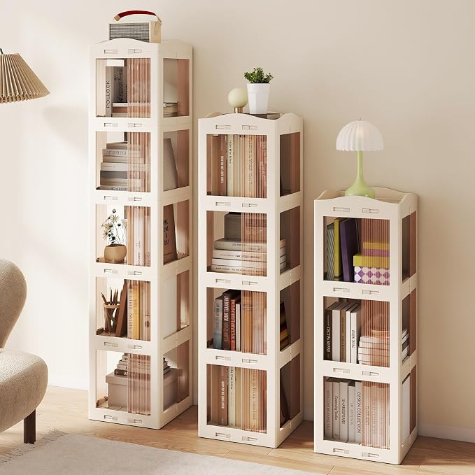Giantex Foldable Rotating Bookshelf, 5-Tier Spinning Bookcase w/Swivel Base - Image 6
