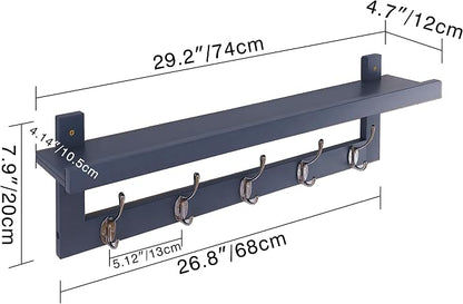 SMIBUY Coat Hooks with Shelf Wall-Mounted, 29.2 Inch Entryway Coat Rack - Image 4
