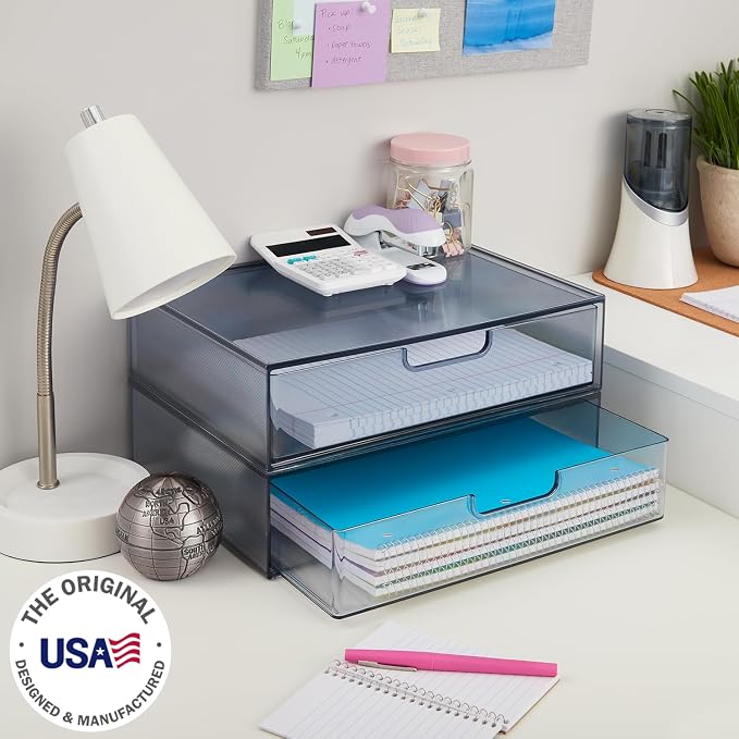 STORi STAX Plastic Stackable Organizer Drawers Classic Grey | 12.5" Wide | Set - Image 2