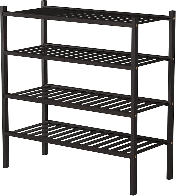 4 Tier Bamboo Shoe Rack for Closet Free Standing Wood Shoe Shelf for Entryway - Image 7