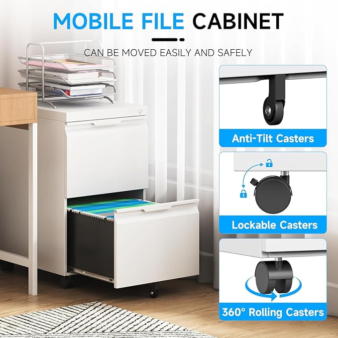 2 Drawer Mobile File Cabinet - Image 6