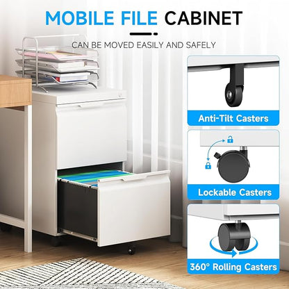 2 Drawer Mobile File Cabinet - Image 6