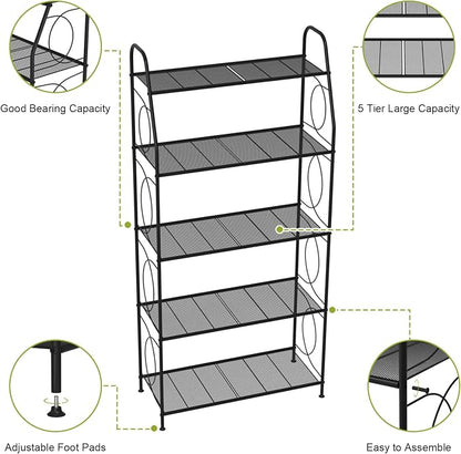 VyGrow 5 Tier Plant Stand Indoor Outdoor, Heavy Duty Plant Shelf, Metal Mesh - Image 6