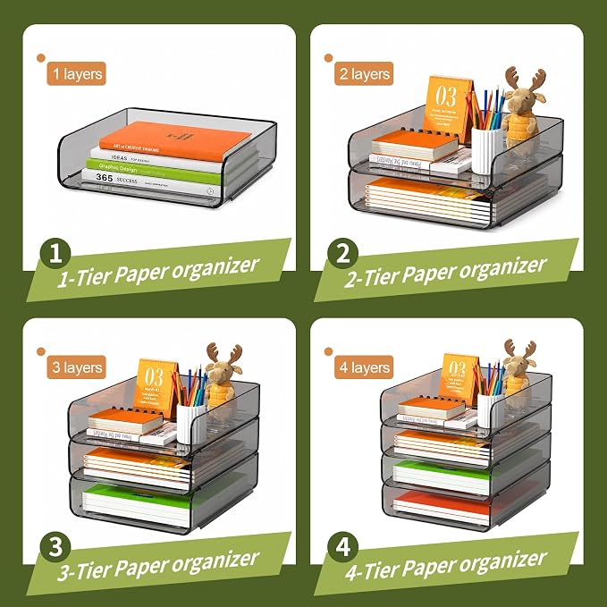 FANXIYQ 4-Tier Acrylic Paper Tray Organizer, Tool-Free Design - Image 6