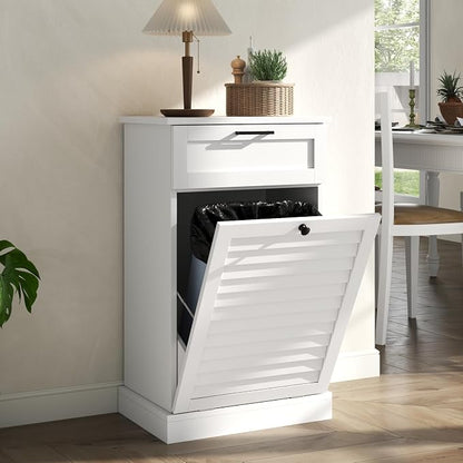 Upgraded Tilt Out Laundry Hamper Cabinet, 15 Gallon Trash Can Cabinet - Image 3