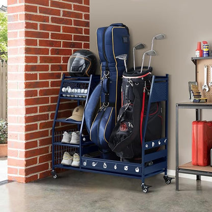 Lauren&Harold Golf Bag Organizer Garage Storage, Golf Storage Rack Stand Fits 2 by LaurenHarold