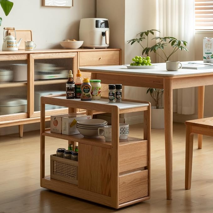 Solid Wood End Table with Storage Drawers, Narrow Side Table - Image 3