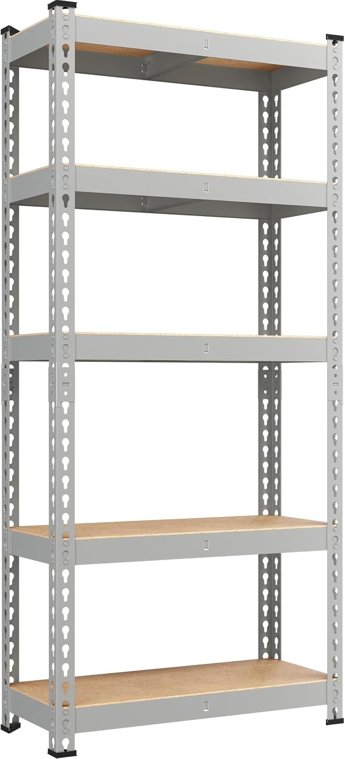 Yaheetech 5-Tier Heavy Duty Storage Shelves 28"W x 12"D x 60"H Light Gray | by Unknown