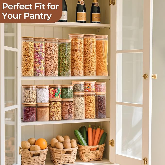 ComSaf Airtight Glass Food Storage Jars Set of 6, 0.6 Qt Clear Glass Food - Image 6