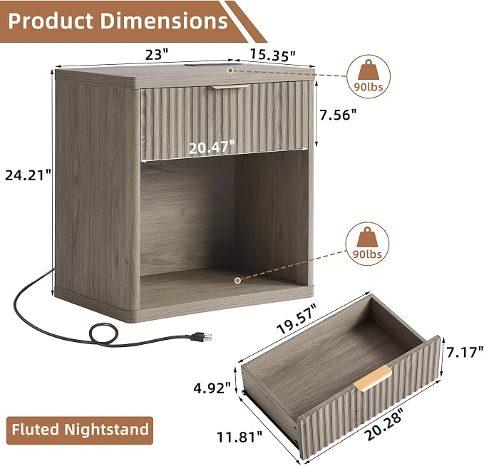LEYAOYAO Fluted Nightstand - Image 2