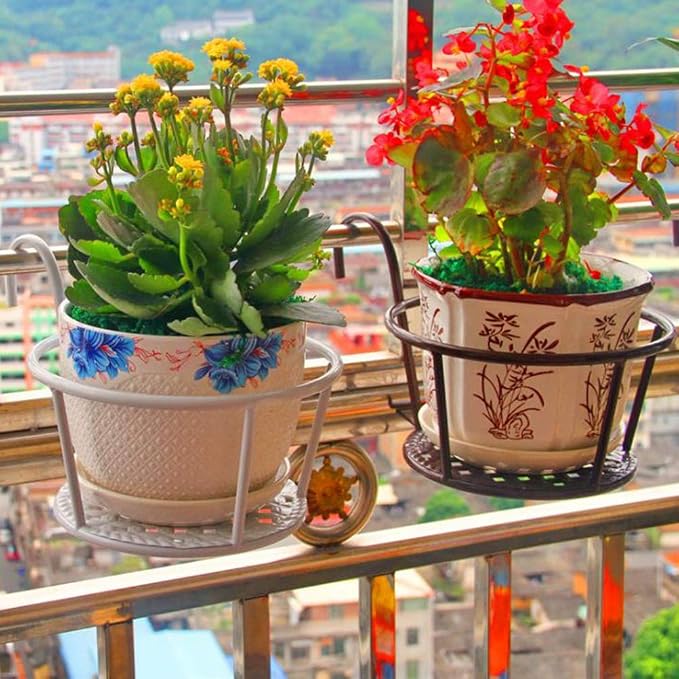 Hanging Railing Planters Baskets Art Hanging Flower Stands Balcony Flower Pot - Image 8
