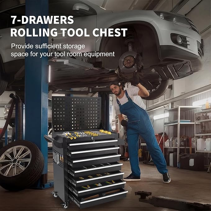 Rolling Tool Chest with Wheels, 7 Drawers Tool Storage Cabinet, Portable Metal - Image 7