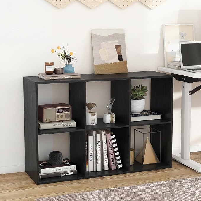 POWERSTONE 6 Cube Storage Organizer, 3 Tier Cubby Bookshelf Freestanding by POWERSTONE%C2%AE
