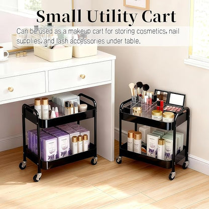 2 Pack Pantry Cart 2 Tier Small Rolling Cart - Image 6