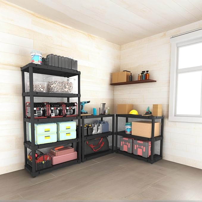 Plastic Storage Shelves, 4/5 Shelving Unit, Heavy Duty Storage Rack, Plastic - Image 2