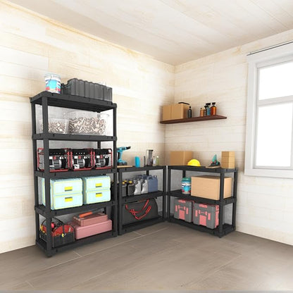 Plastic Storage Shelves, 4/5 Shelving Unit, Heavy Duty Storage Rack, Plastic - Image 2